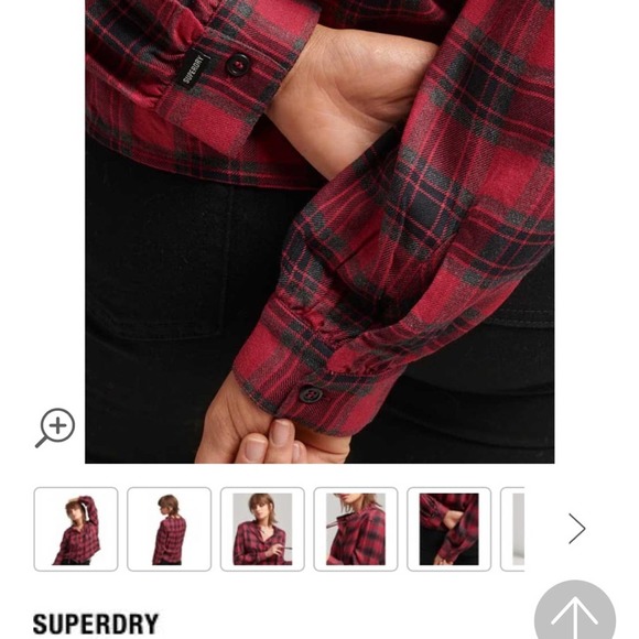 Superdry Vintage Ruffle Trim Check Long Sleeve Shirt Size 6 US - Picture 4 of 14